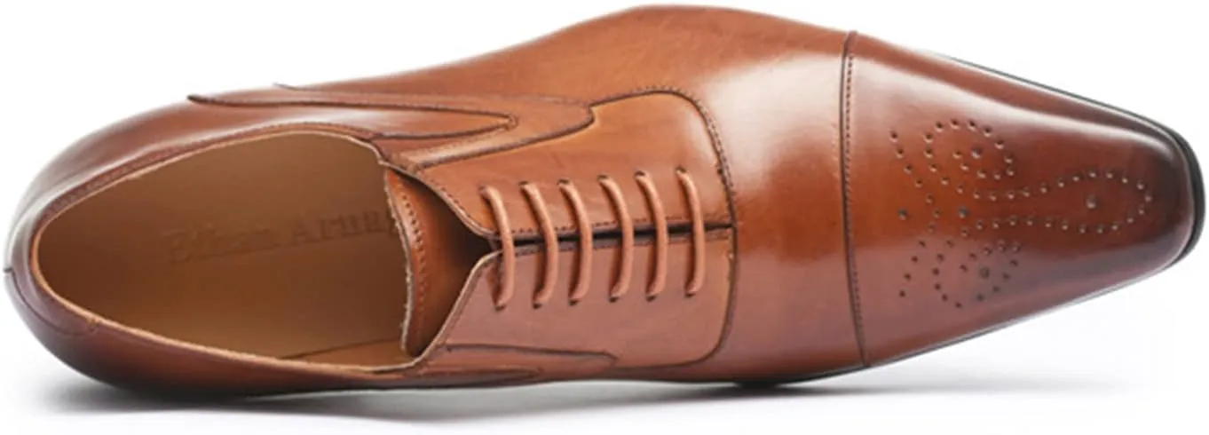 Mens Oxfords Dress Shoes Mens Formal Derby Brogue Shoes Business Square Toe Shoes Classic Wedding Shoes