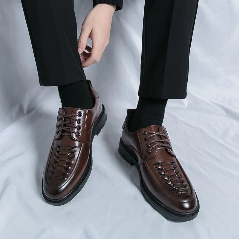Mens Oxfords Shoes Fashion Comfortable Round Toe Lace Up Loafers Lightweight Casual Business Oxford Dress Shoes for Men