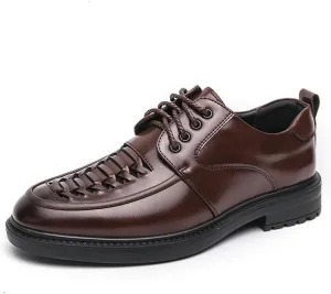 Mens Oxfords Shoes Fashion Comfortable Round Toe Lace Up Loafers Lightweight Casual Business Oxford Dress Shoes for Men