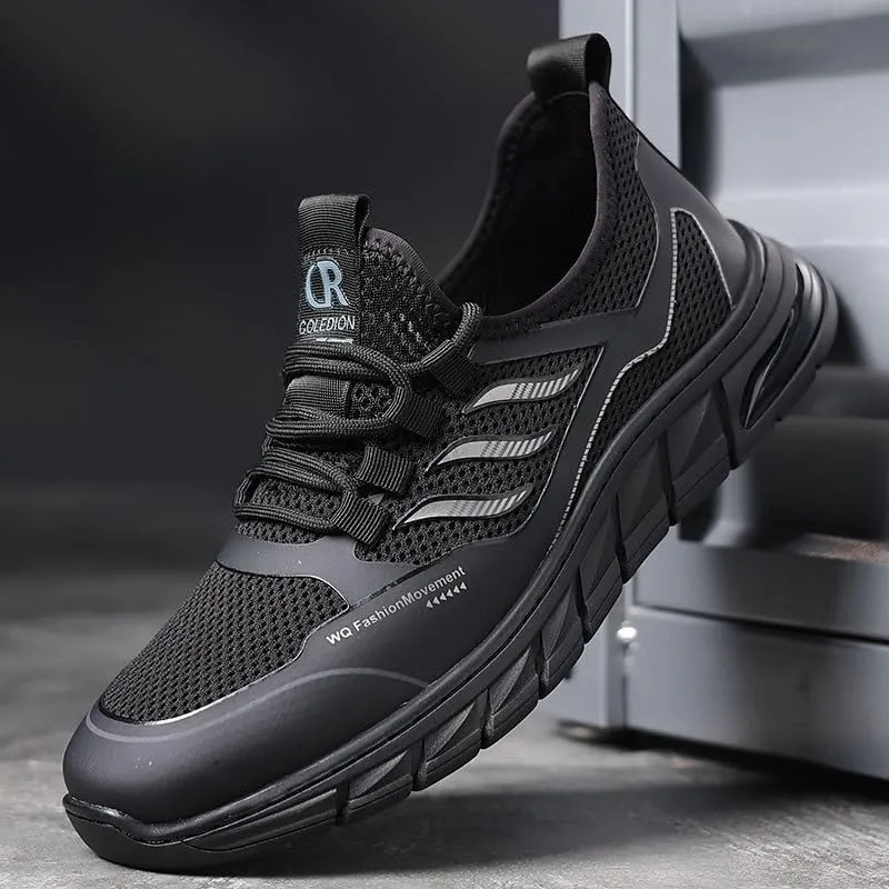 Men's Patent Leather Breathable Sneakers Shoes Comfortable Non-Slip Wedding Work Mesh Shoes