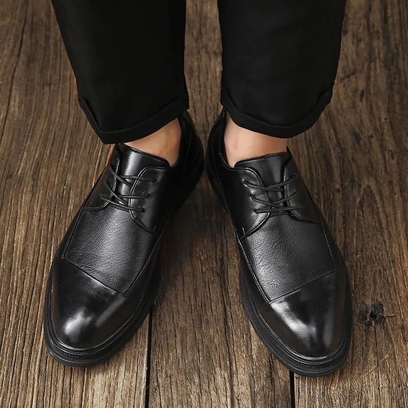 Men's Patent Leather Dress Shoes Classic Lace-up Casual Business Formal Oxford for Men