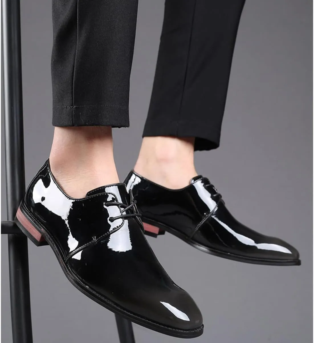 Men's Patent Leather Tuxedo Dress Shoes Classic Lace-up Formal Business Comfortable Oxford Wedding Shoes