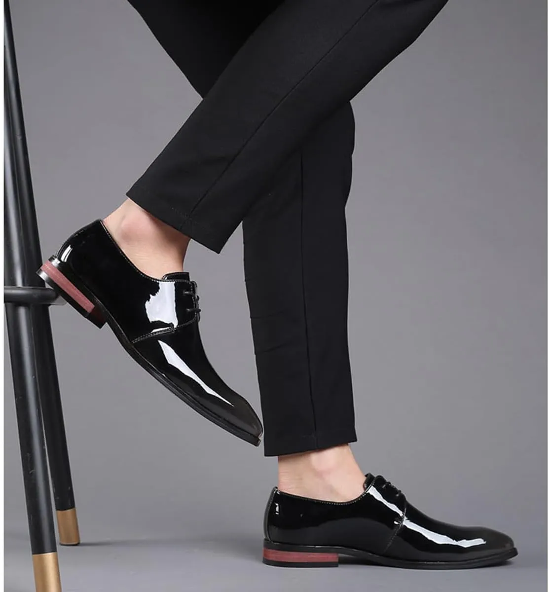 Men's Patent Leather Tuxedo Dress Shoes Classic Lace-up Formal Business Comfortable Oxford Wedding Shoes