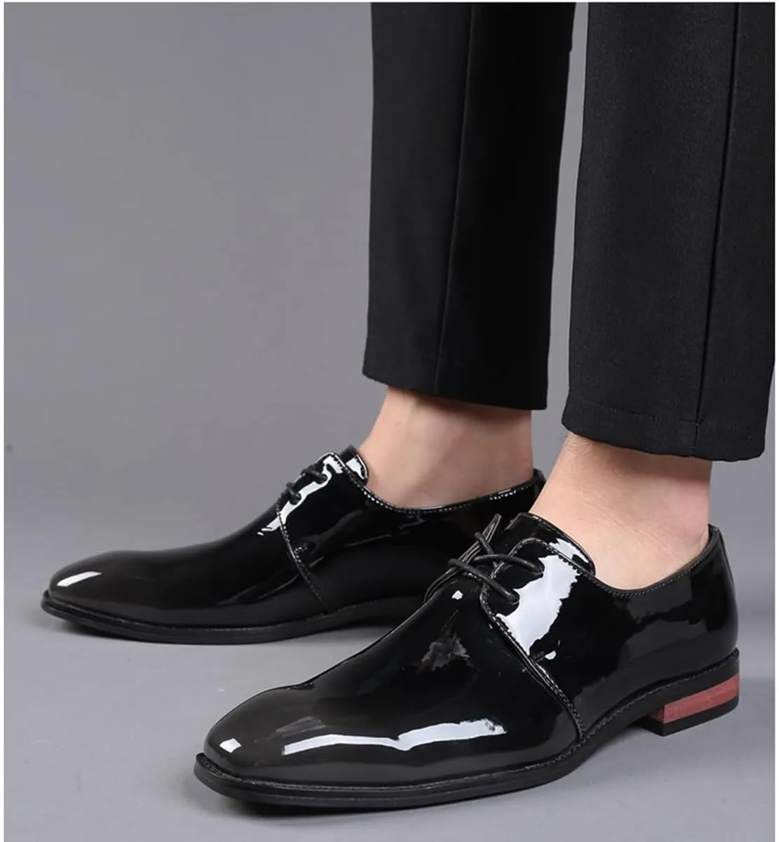 Men's Patent Leather Tuxedo Dress Shoes Classic Lace-up Formal Business Comfortable Oxford Wedding Shoes