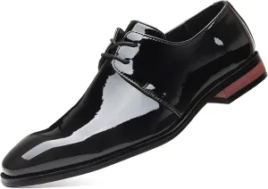 Men's Patent Leather Tuxedo Dress Shoes Classic Lace-up Formal Business Comfortable Oxford Wedding Shoes