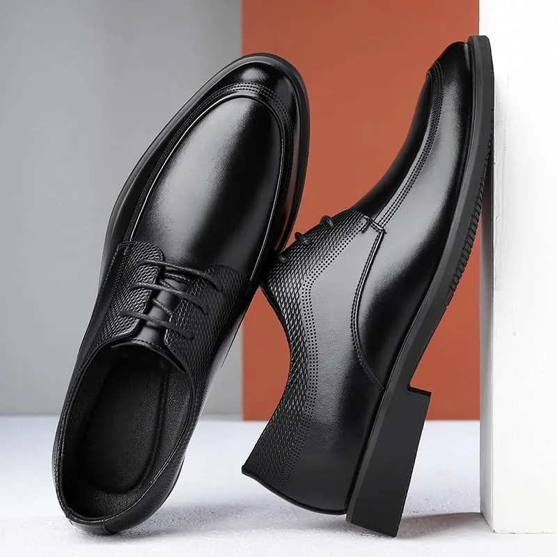 Men's Platform Wingtip Brogue Oxfords Shoes Genuine Leather Lace-Up Men Dress Shoes Comfortable Formal Casual Brogue Shoes