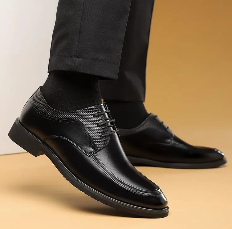Men's Platform Wingtip Brogue Oxfords Shoes Genuine Leather Lace-Up Men Dress Shoes Comfortable Formal Casual Brogue Shoes