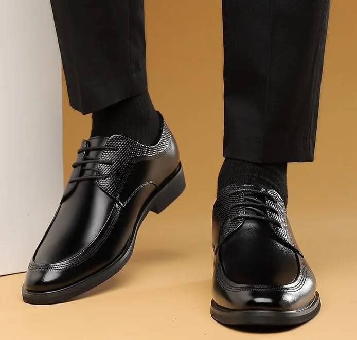 Men's Platform Wingtip Brogue Oxfords Shoes Genuine Leather Lace-Up Men Dress Shoes Comfortable Formal Casual Brogue Shoes
