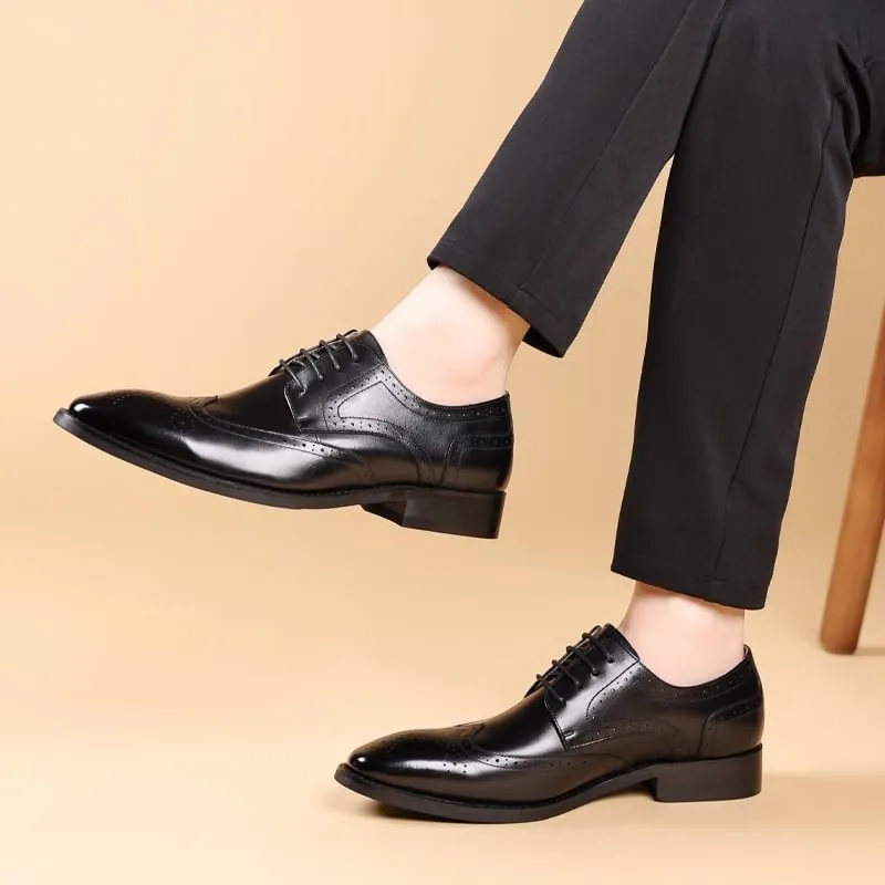 Men's Premium Derby Shoes - Breathable Leather Dress Oxfords Business Casual Formal Wedding Prom Tuxedo Party Comfort Footwear
