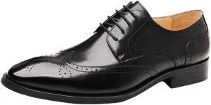 Men's Premium Derby Shoes - Breathable Leather Dress Oxfords Business Casual Formal Wedding Prom Tuxedo Party Comfort Footwear