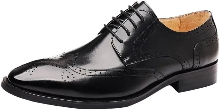 Men's Premium Derby Shoes - Breathable Leather Dress Oxfords Business Casual Formal Wedding Prom Tuxedo Party Comfort Footwear