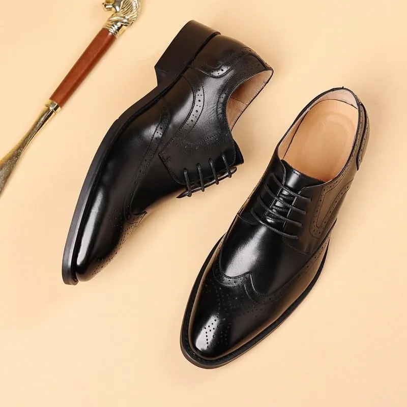 Men's Premium Derby Shoes - Breathable Leather Dress Oxfords Business Casual Formal Wedding Prom Tuxedo Party Comfort Footwear
