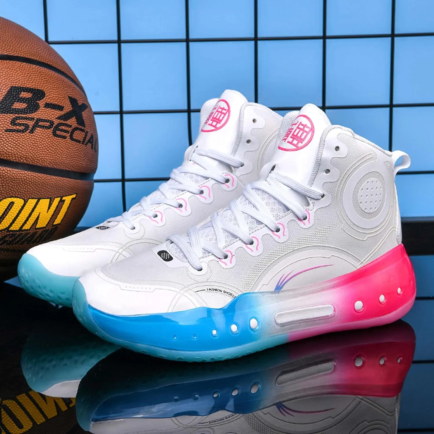 Men's Professional High Top Basketball Shoes Outdoor Anti-Slip Cushioning Teenage Sports Running Training Shoes Women's Fashion Sports Basketball Shoes Casual Walking Sports Men's/Women's Shoes