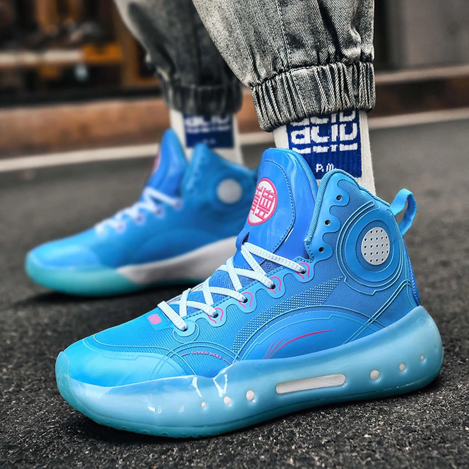 Men's Professional High Top Basketball Shoes Outdoor Anti-Slip Cushioning Teenage Sports Running Training Shoes Women's Fashion Sports Basketball Shoes Casual Walking Sports Men's/Women's Shoes