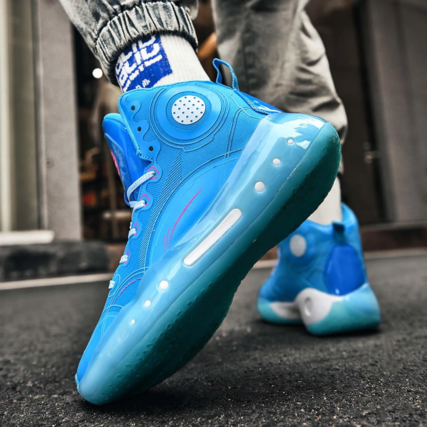 Men's Professional High Top Basketball Shoes Outdoor Anti-Slip Cushioning Teenage Sports Running Training Shoes Women's Fashion Sports Basketball Shoes Casual Walking Sports Men's/Women's Shoes