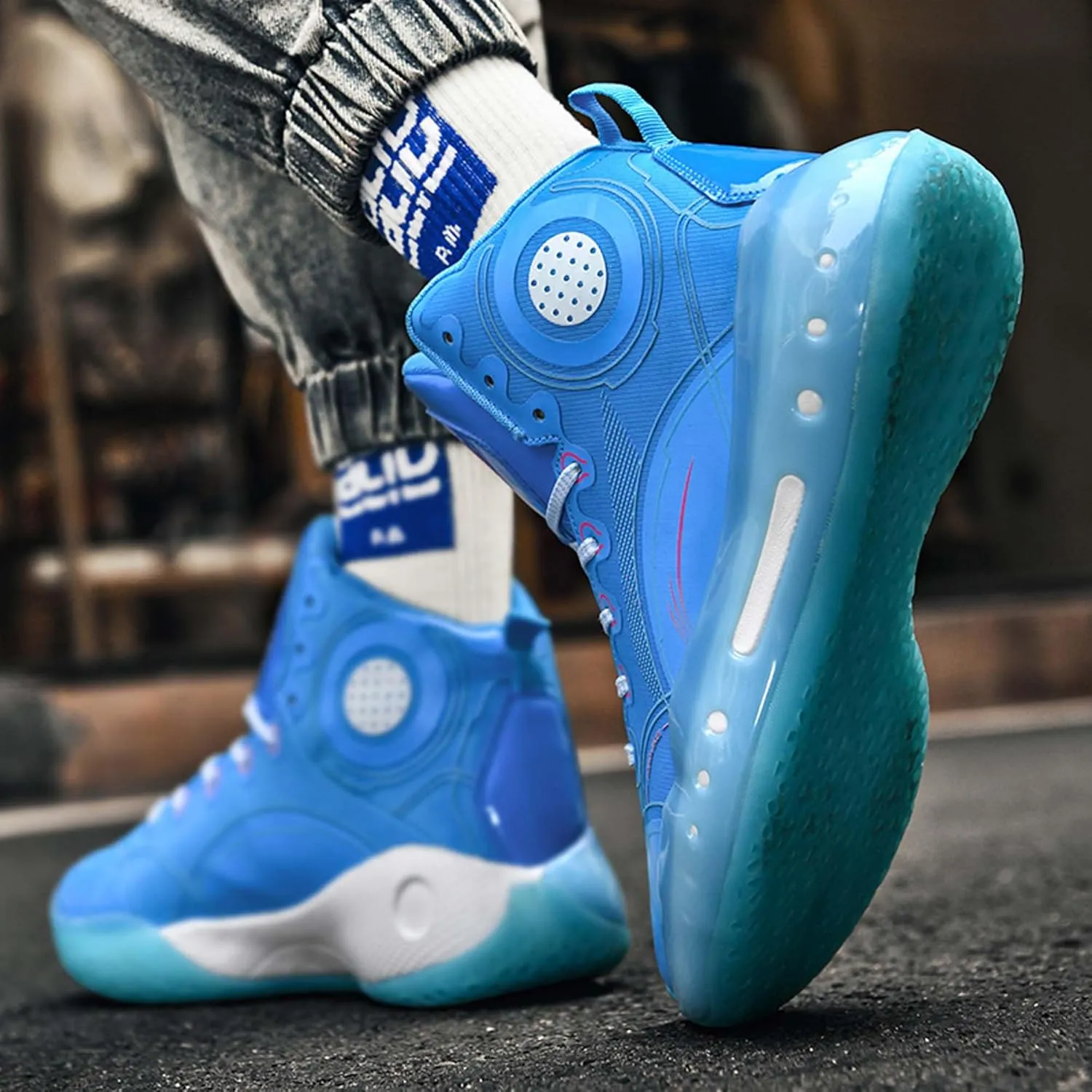 Men's Professional High Top Basketball Shoes Outdoor Anti-Slip Cushioning Teenage Sports Running Training Shoes Women's Fashion Sports Basketball Shoes Casual Walking Sports Men's/Women's Shoes