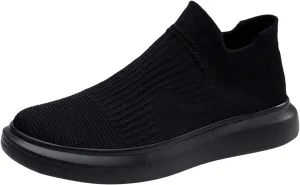 Men's Running Shoes Slip On Mid Top Summer Walking Shoes Non Slip Comfortable Sole Lightweight Workout Breathable Gym Cushion Sneakers Fashion Mesh Sneakers for Men Daily Work