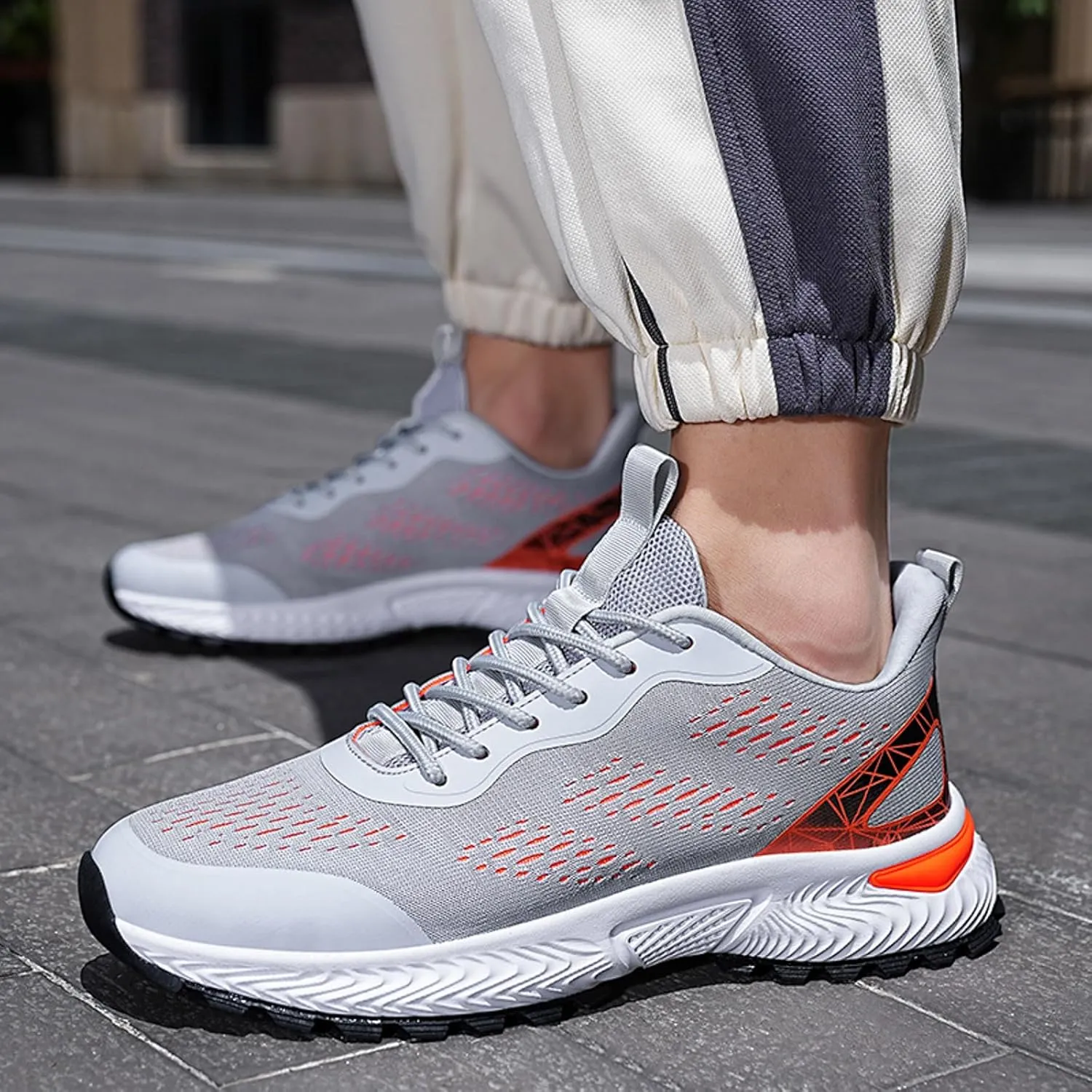 Mens Running Shoes Slip On Sneakers Arch Support Non Slip Walking Tennis Shoe Gym Athletic Sports Fashion Casual Breathable Mesh Comfort Sole Sneaksers for Men Daily Workout