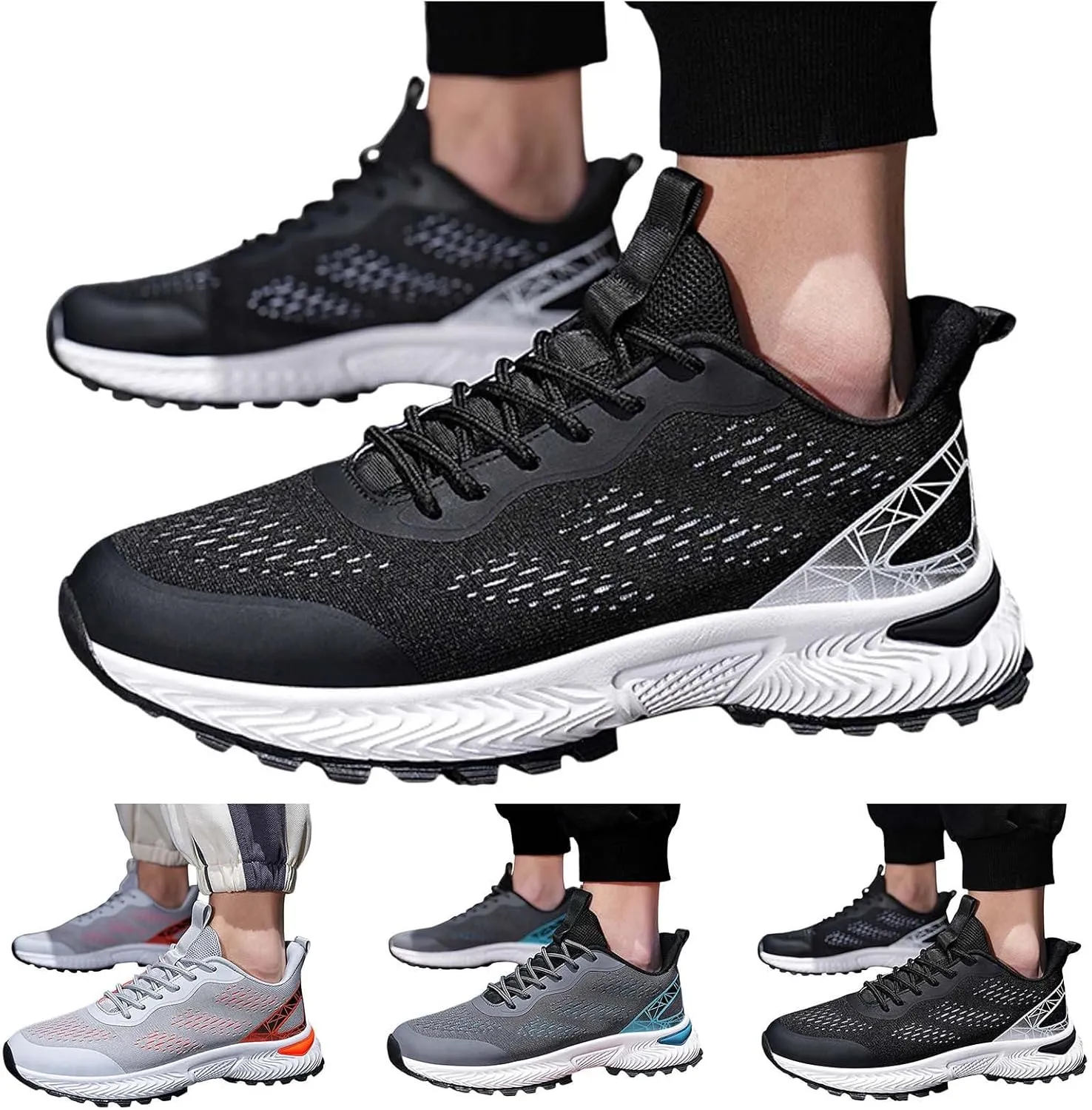 Mens Running Shoes Slip On Sneakers Arch Support Non Slip Walking Tennis Shoe Gym Athletic Sports Fashion Casual Breathable Mesh Comfort Sole Sneaksers for Men Daily Workout