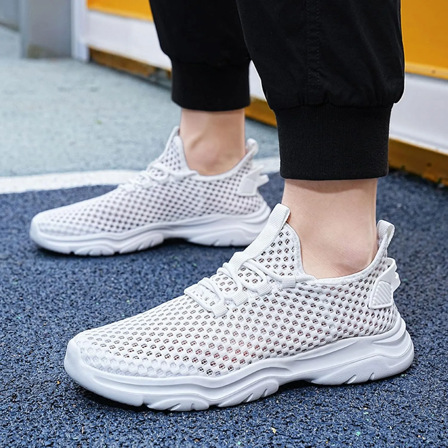 Mens Running Shoes Slip On Tennis Walking Non Slip Sneakers Workout Athletic Lightweight Casual Sport Shoe Ultra Breathable Summer Black Shoe with Arch Support for Men Daily Workout