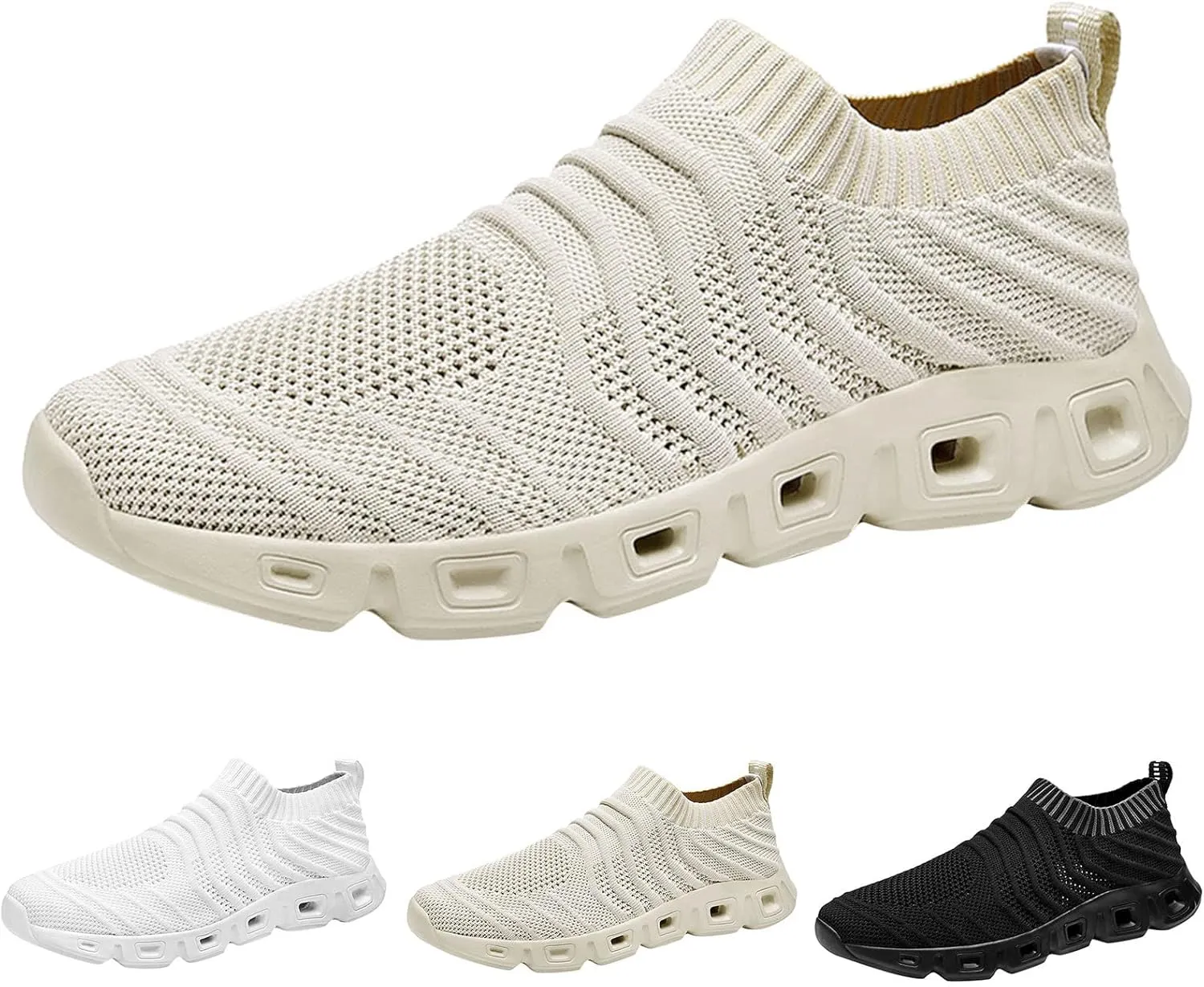 Men's Running Shoes Ultra Lightweight Breathable Slip on Cushion Walking Shoes Non Slip Athletic Fashion Sneakers Quick Drying Mesh Workout Casual Sports Sneakers for Daily Work Men