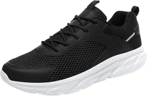 Men's Running Shoes Ultra Lightweight Breathable Walking Shoes Lace Up Non Slip Thick Sole Athletic Fashion Cushion Sneakers Mesh Workout Casual Sports Footwear Daily Work Shoe for Men