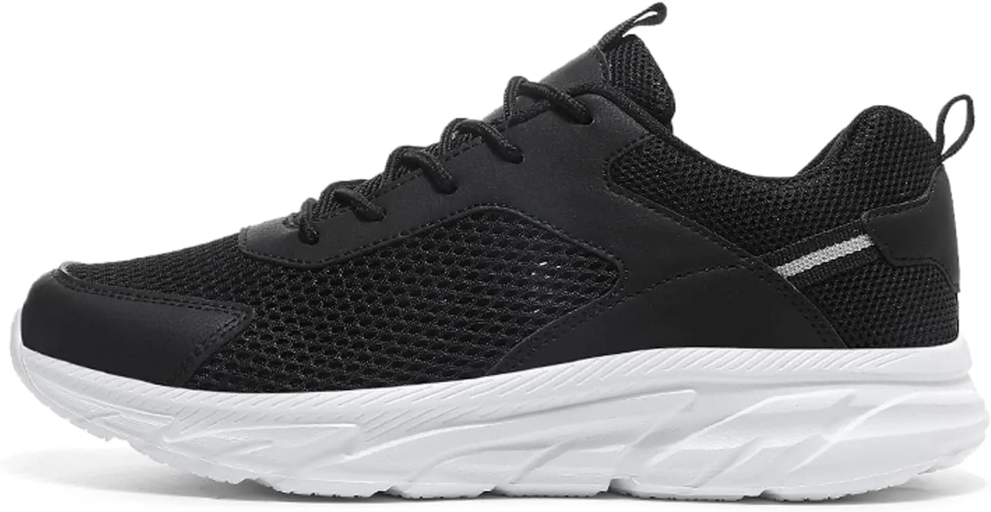 Men's Running Shoes Ultra Lightweight Breathable Walking Shoes Lace Up Non Slip Thick Sole Athletic Fashion Cushion Sneakers Mesh Workout Casual Sports Footwear Daily Work Shoe for Men