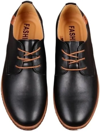 Men's Shiny Patent Leather Dress Shoes Classic Round Toe Shiny Checkered Comfortable Derby Loafers