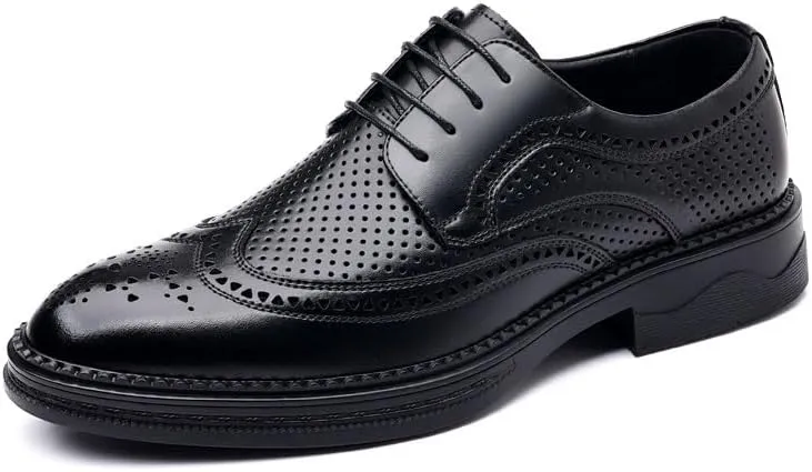 Men's Shiny Patent Leather Dress Shoes Mens Breathable Business Lace Up Oxford Shoes Comfort Hand Stitched Business Formal Derby Shoes
