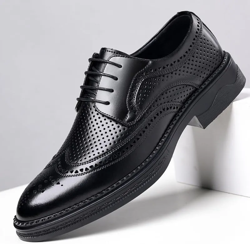 Men's Shiny Patent Leather Dress Shoes Mens Breathable Business Lace Up Oxford Shoes Comfort Hand Stitched Business Formal Derby Shoes