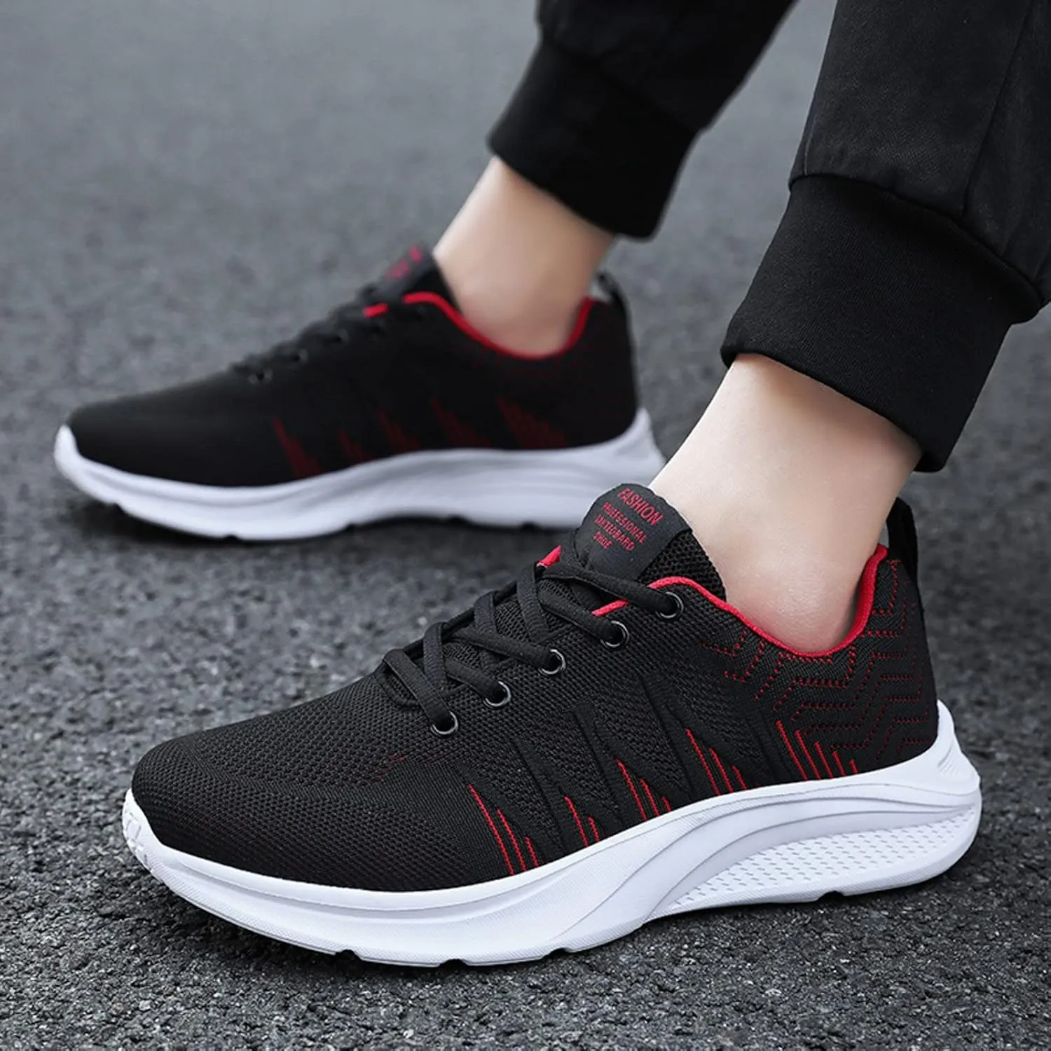 Mens Shoes Arch Support Walking Shoes Slip On Soft Sole Sneakers for Male, Casual Cushion Athletic Running, Lightweight Breathable Mesh Knit Sneakers for Men Daily Workout