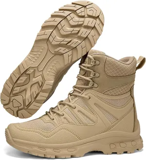 Men's Waterproof Anti-slip Wear-resistant Hiking Boots Military Training Boots Outdoor Hiking Breathable Boots high-top Lace-up Combat Boots Comfortable Work Boots