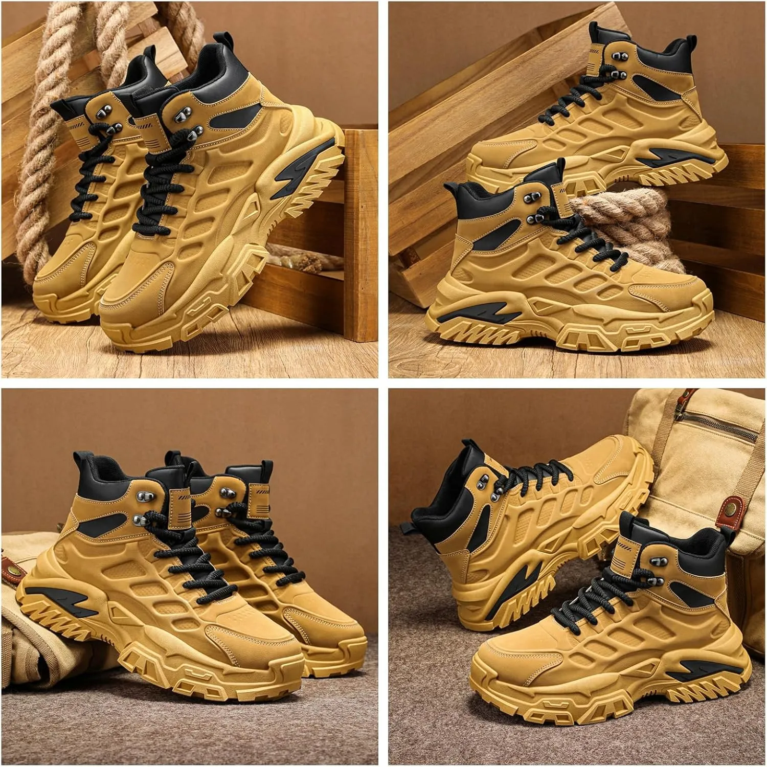 Men'S Waterproof Hiking Boots High Top - Non-Slip Durable Outdoor Sport Shoes With Shock Absorption For Camping/Travel Trail-Running & Comfort
