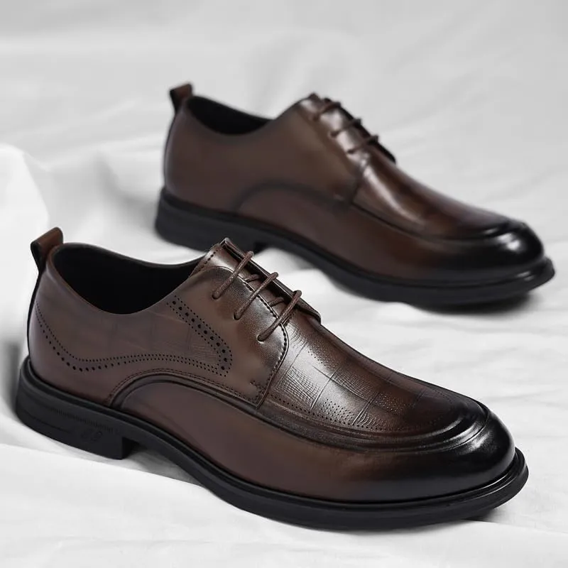 Men's Wedding Office Oxfords Genuine Leather Lace-Up Dress Shoes Classic Formal Business Derby Shoes