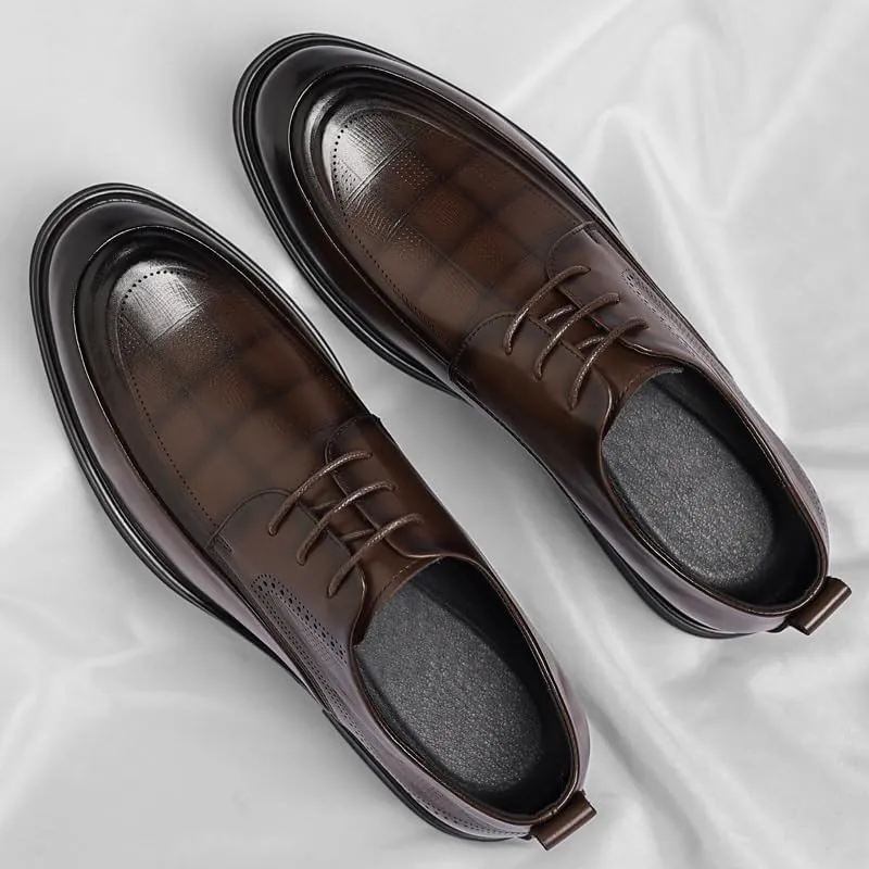 Men's Wedding Office Oxfords Genuine Leather Lace-Up Dress Shoes Classic Formal Business Derby Shoes