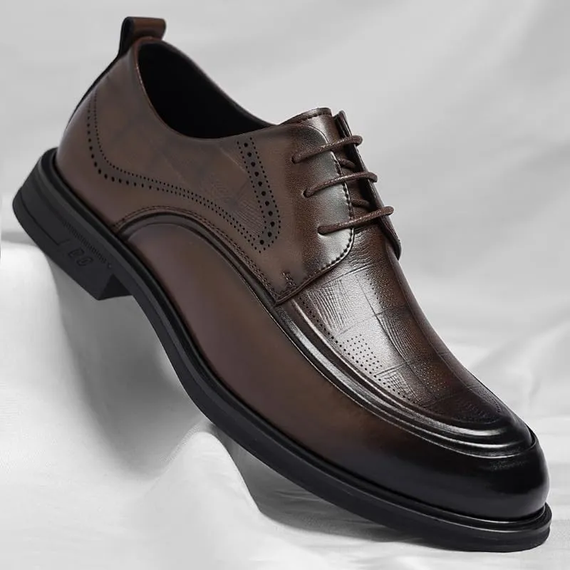 Men's Wedding Office Oxfords Genuine Leather Lace-Up Dress Shoes Classic Formal Business Derby Shoes