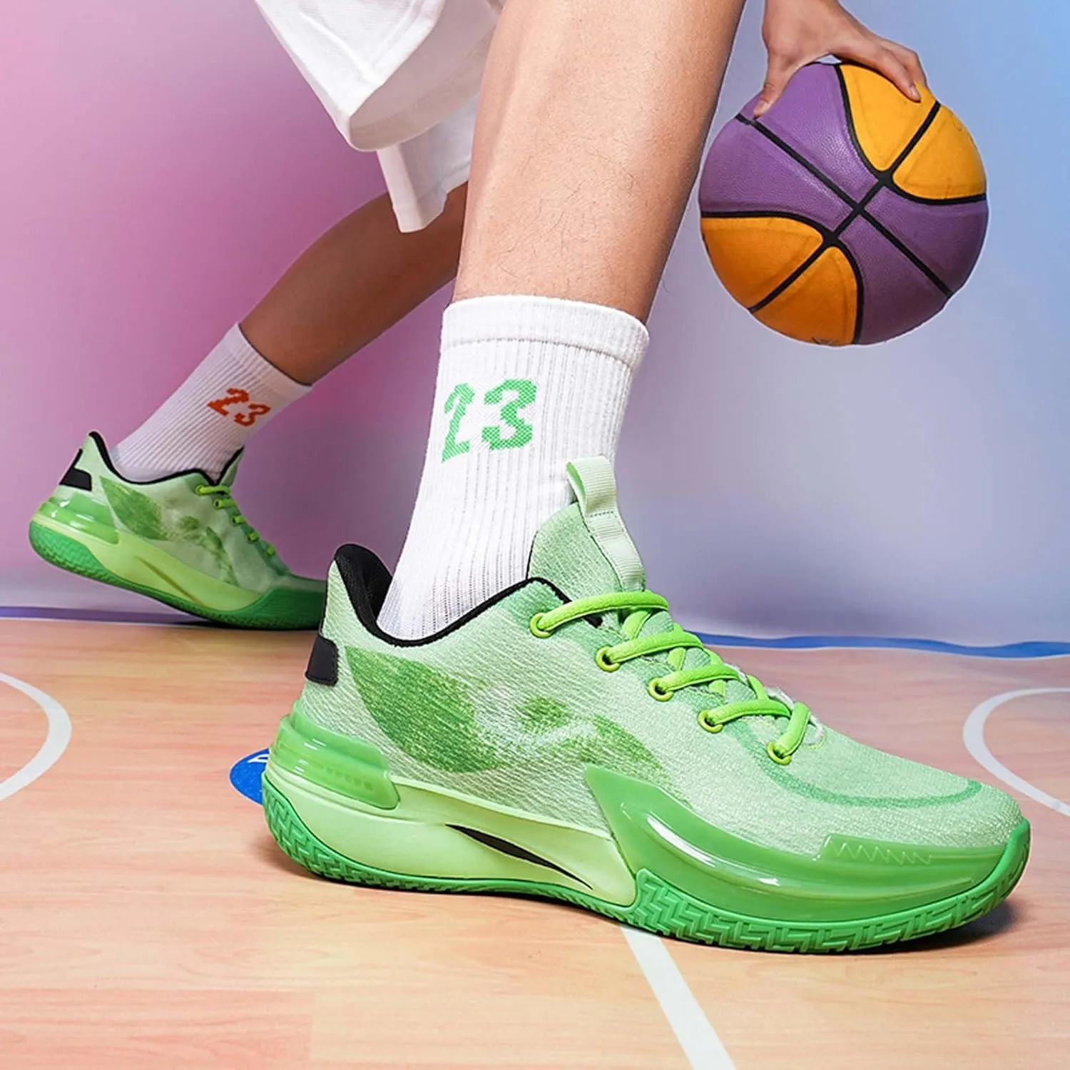 Men's Women's Basketball Shoes Breathable Fashion Sports Running Shoes Outdoor Anti-slip Cushion Training Sports Shoes Street Personalized Basketball Sneakers