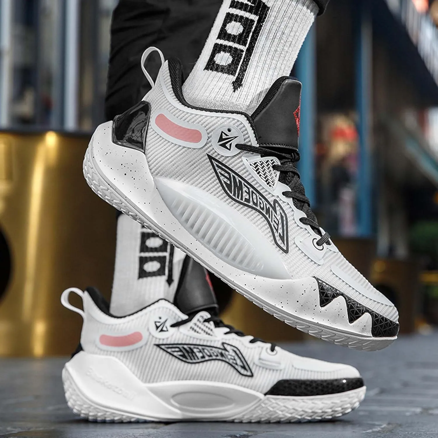 Men's Women's Unisex High Top Basketball Shoes with Arch Support and Non-Slip Design,Outdoor Walking Running Training Fitness Casual Fashion Sneakers