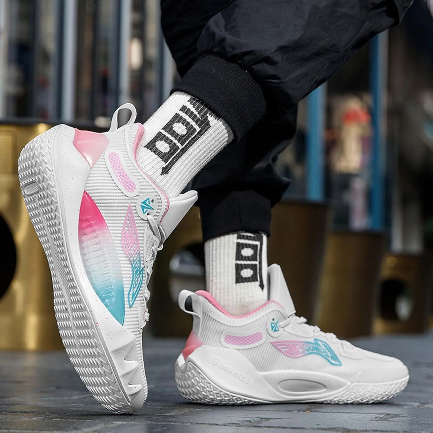 Men's Women's Unisex High Top Basketball Shoes with Arch Support and Non-Slip Design,Outdoor Walking Running Training Fitness Casual Fashion Sneakers