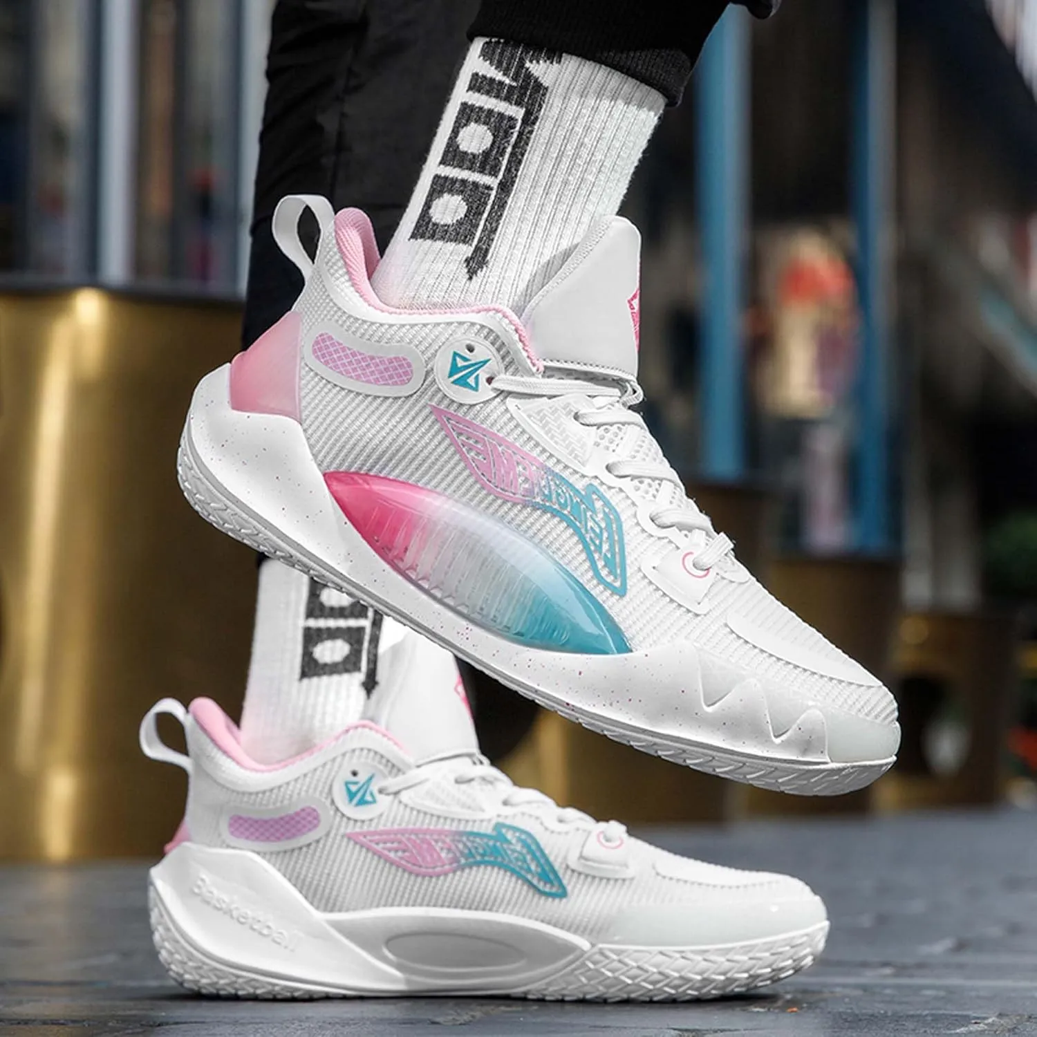 Men's Women's Unisex High Top Basketball Shoes with Arch Support and Non-Slip Design,Outdoor Walking Running Training Fitness Casual Fashion Sneakers