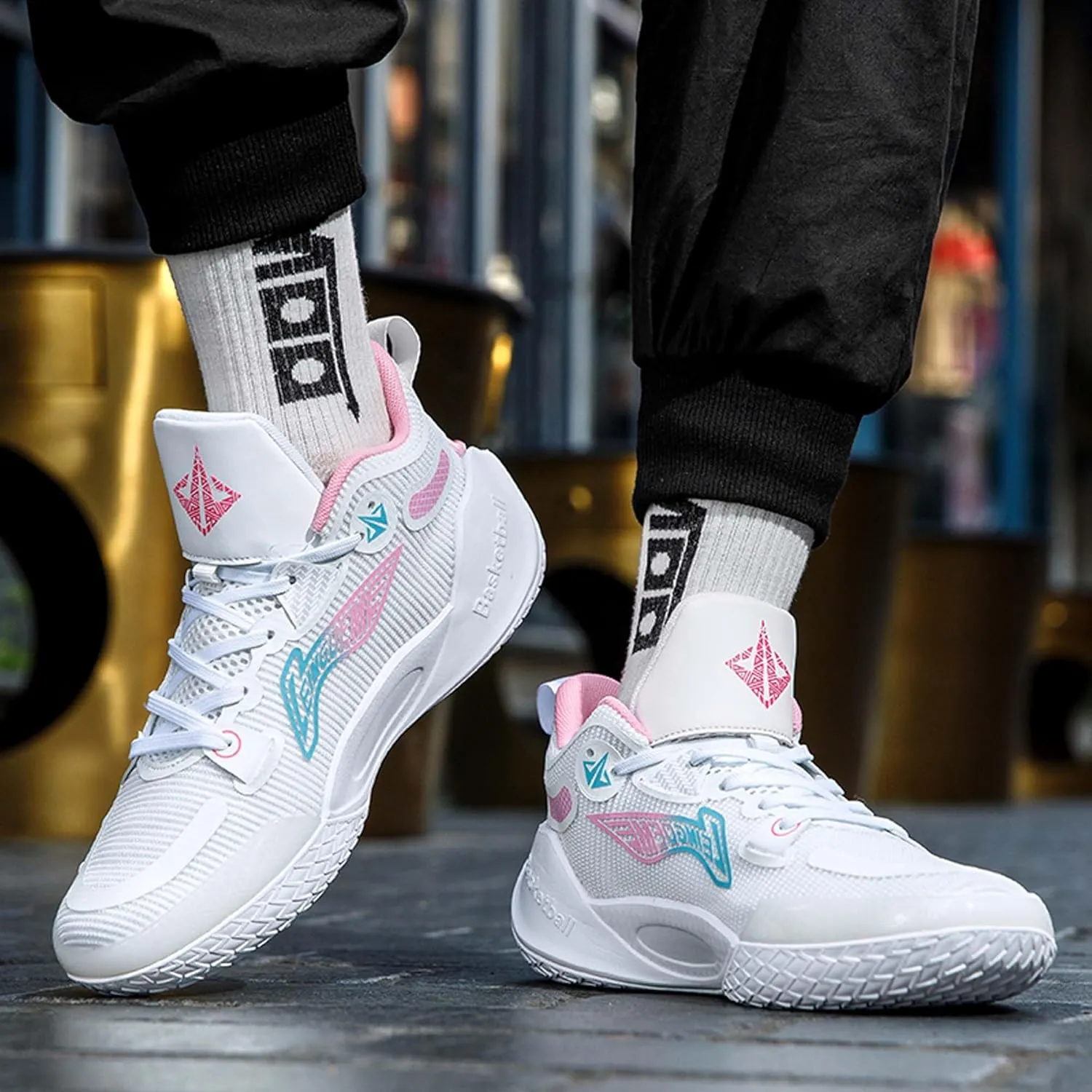 Men's Women's Unisex High Top Basketball Shoes with Arch Support and Non-Slip Design,Outdoor Walking Running Training Fitness Casual Fashion Sneakers