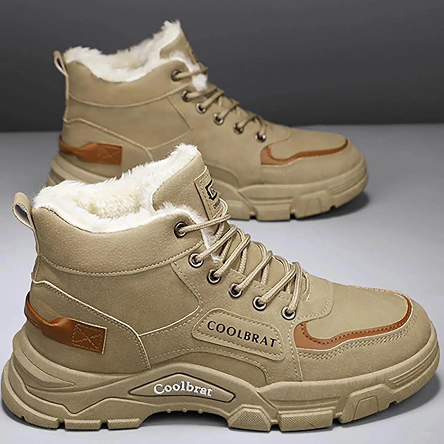 Mens Work Boots Composite Hiking Sneakers Fur Lined Ankle Boot Women's Safety Toe Shoes Non Slip Platform Shoes Slip Resistant Safety Hike Grounded Footwear