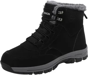 Mens Work Boots Slip On Hiking Sneakers Warm Fur Lined Women's Safety Toe Shoes Non Slip Waterproof Outdoor Shoes Lightweight Hike Grounded Footwear