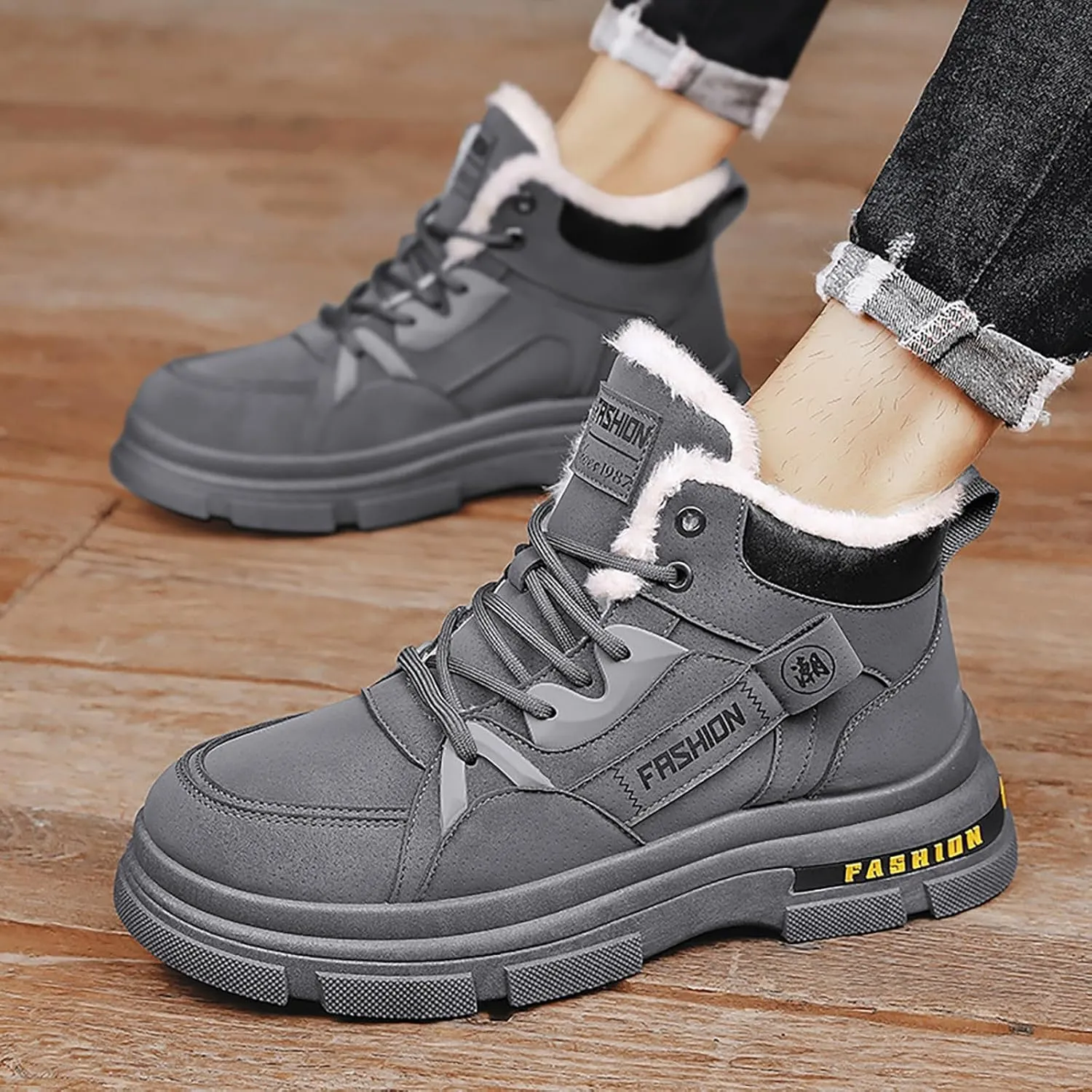 Men's Work Boots Slip On Hiking Sneakers Women's Slip On Warm Womens Working Shoes Waterproof Non Slip Shoes Food Service Waterproof Hike Grounded Footwear