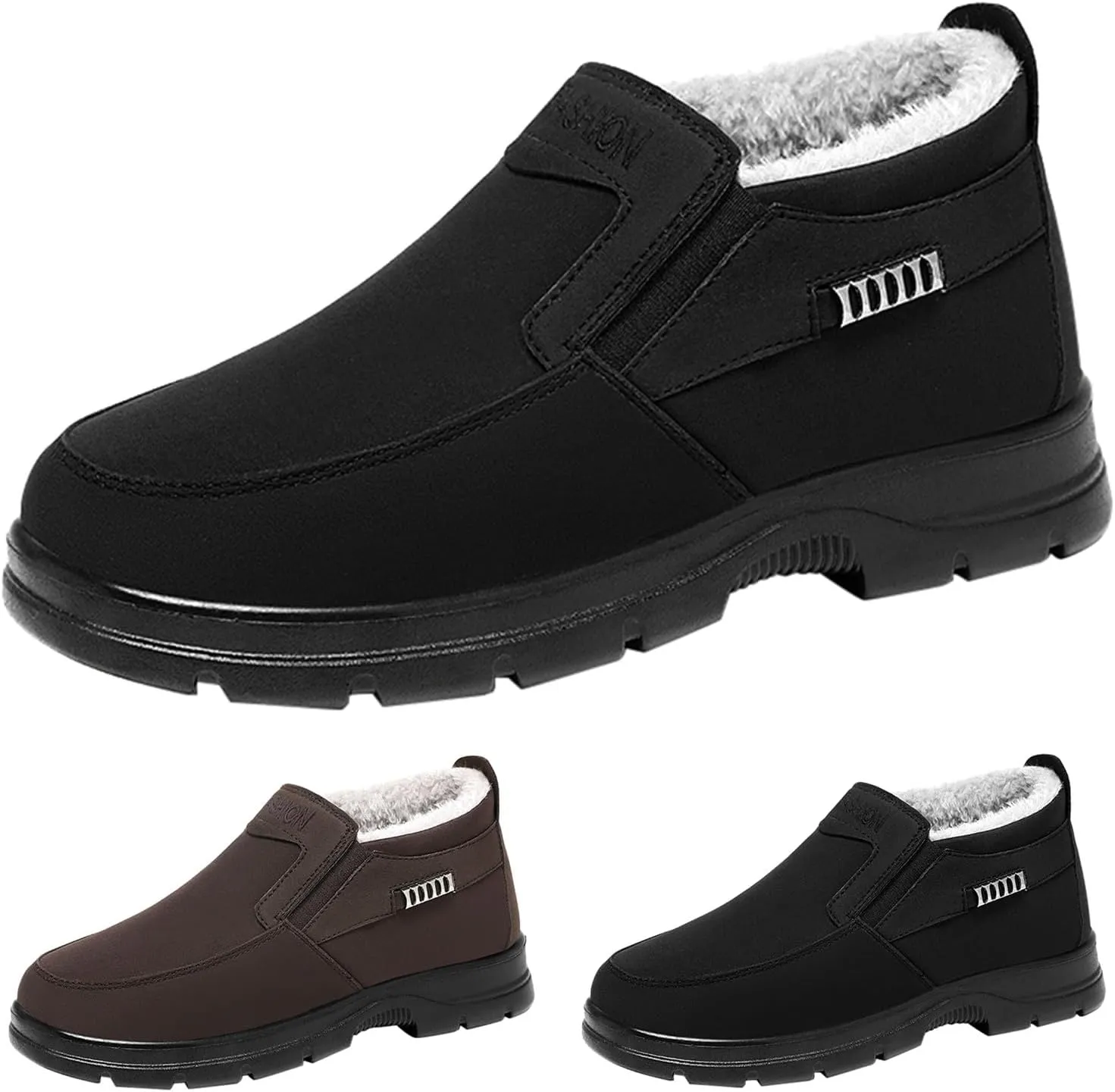 Men's Work Boots Steel Toe Hiking Sneakers Shoes Warm Fur Lined Women Working Shoes Waterproof Outdoor Botas Waterproof Soft Toe Work Hike Grounded Footwear