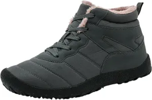 Men's Work Boots Waterproof Hiking Sneakers Shoes Warm Fur Lined Women's Working Shoes with Zipper Work Botas Soft Toe Non Slip Rubber Sole Hike Grounded Footwear