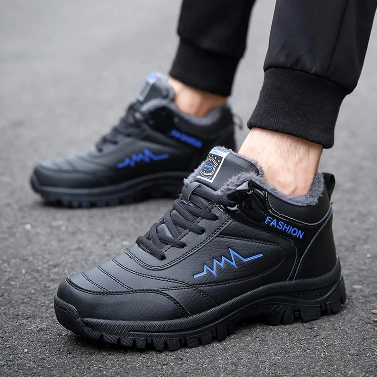 Men's Work Boots with Zipper Hiking Sneakers Shoes with Hook Loop Women Safety Toe Shoes Non-Slip Winter Backpacking Snow Botas Warm Water Hike Grounded Footwear