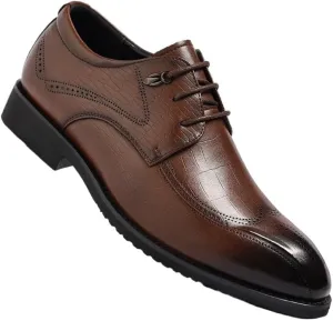 Modern Men's Semi-Brogue Oxford Shoes Corporate Events Textured Leather Upper with Non-Marking Sole