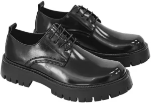 Modern Round Toe Derby Office Shoes for Men - Grain Leather Upper & Memory Foam Insole for All-Day Formal Occasions