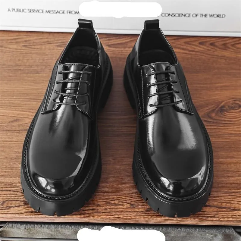 Modern Round Toe Derby Office Shoes for Men - Grain Leather Upper & Memory Foam Insole for All-Day Formal Occasions